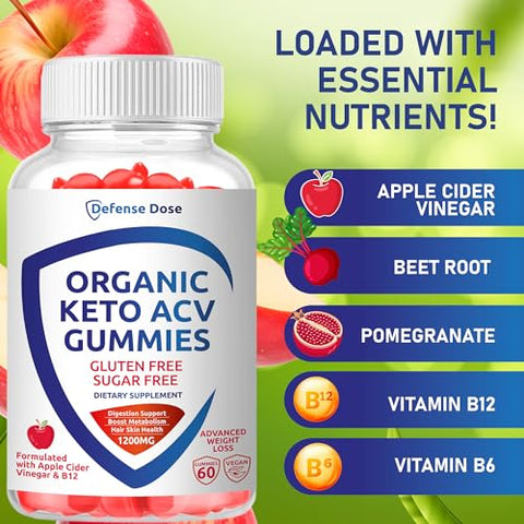 Defense Dose - Gummy Orgânico Keto ACV Avançado para Perda de Peso – Sem Glúten  | 100g