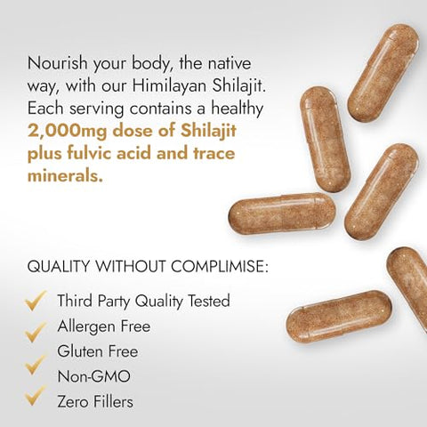 NATIVE OASIS - (2 Frascos) Suplemento de Shilajit para Homens – Aumente sua Vitalidade e Energia | Marca: Shilajit+ | 60g