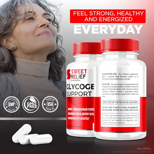 NutraRize - (2 Pacotes) Sweet Relief Suporte de Glicogênio – Limpador de Vasos Sanguíneos Sweet Relief, Cápsulas Sweet Relief, Fórmula Avançada para Bem-Estar Geral, Avaliações SweetRelief (120 Cápsulas)