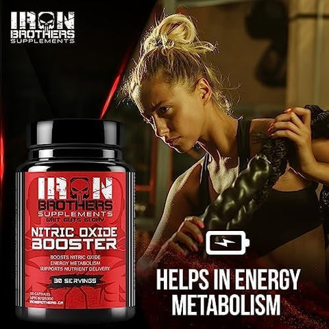 Booster de Óxido Nítrico | Suplemento Extra Forte para Bombas Musculares | Pré-Treino com L-Arginina | Fluxo Máximo de Sangue - Iron Brothers Supplements