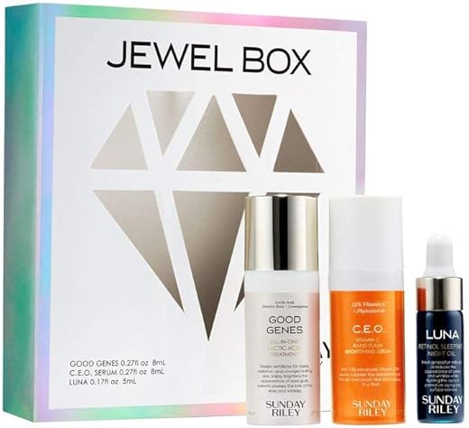 Kit Sunday Riley Jewel Box, 0.7 fl oz (20 ml) – Cuidados com a Pele em Tamanho Mini