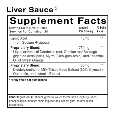 Liver Sauce – Detox hepático lipossomal com DIM, Quercetina, Ácido Lipóico, Cardo Mariano e Raiz de Dente-de-leão – Suporta a bile - Quicksilver Scientific