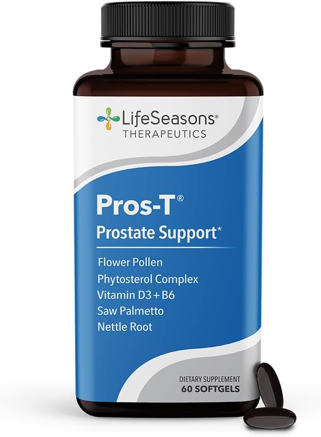 LifeSeasons - Pros-T – Suplemento de Suporte à Próstata – Saw Palmetto, Fitosterol, Zinco, Urtiga, Vitamina D-3 | Marca Pros-T