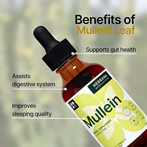 HERBANA MANUFACTURING - Gotas de Mullein 60 ml – Extra Forte 45 Dias – Desintoxicação Pulmonar