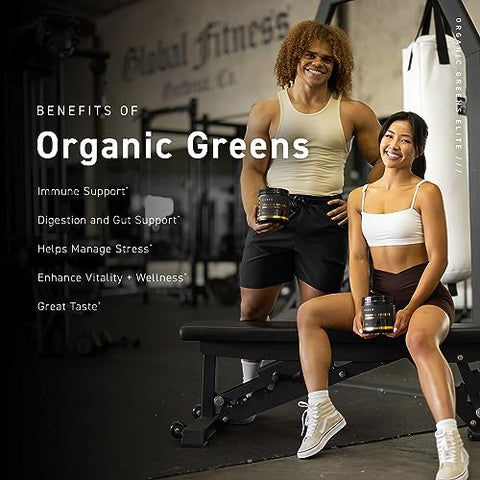 Organic Greens Elite | Pó de Superfood e Verdes com Vinagre de Maçã, Adaptógenos, Prebióticos, Vitaminas | 100g - Kaged