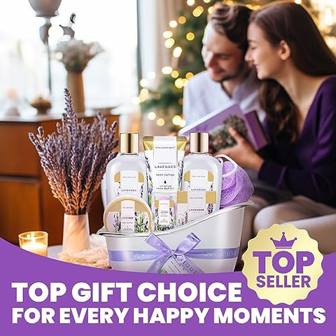 Spa Luxetique – Kit Presente para Mulheres, 8 Pcs Conjunto de Banho de Lavanda com Espuma de Banho, Loção Corporal, Presente de Aniversário para Mãe, Kit Presente para Mulheres