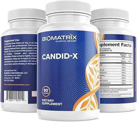 Candid-X Gut Cleanse com Berberina, Orégano, Caprilato de Sódio, Camomila, Gengibre, PAU D’arco | 90 Cápsulas | Suplemento Digestivo para Homens e Mulheres - BioMatrix