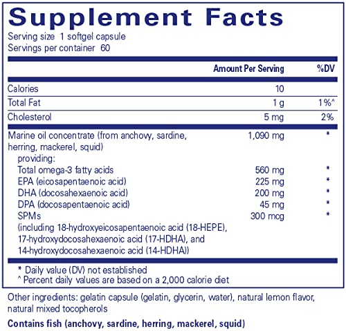 Pro-Resolve Omega | Ácidos Graxos Ômega-3 para Saúde Cardiovascular | 60 Cápsulas Softgel - Pure Encapsulations