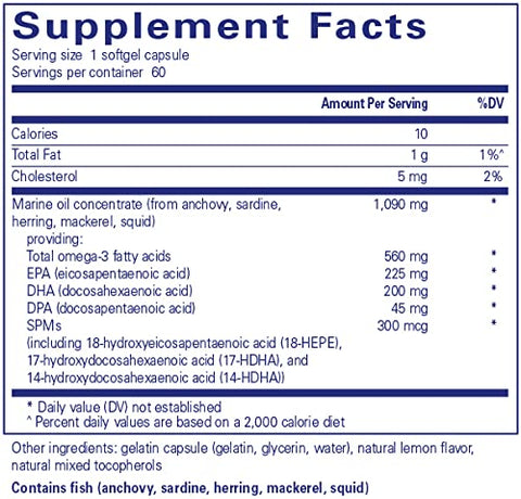 Pro-Resolve Omega | Ácidos Graxos Ômega-3 para Saúde Cardiovascular | 60 Cápsulas Softgel - Pure Encapsulations