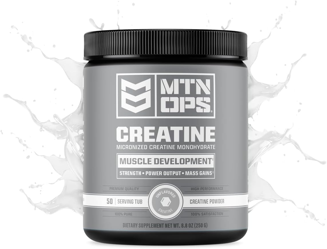 Creatine Monohydrate em Pó, Sem Sabor – 50 Porções – 100% Puro Micronizado para Massa Muscular e Força - MTN OPS