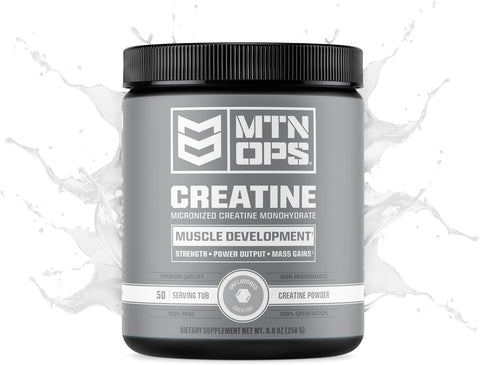 Creatine Monohydrate em Pó, Sem Sabor – 50 Porções – 100% Puro Micronizado para Massa Muscular e Força - MTN OPS
