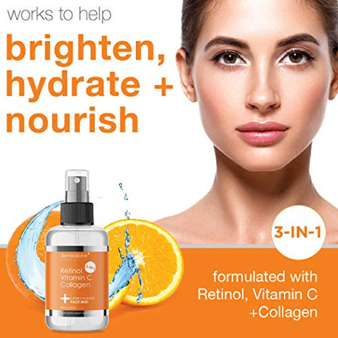 Dermedicine - Mist Facial Anti-Envelhecimento 3 em 1 Super Potente com Retinol, Vitamina C e Colágeno | Hidrata e Refresca : [nome da marca]