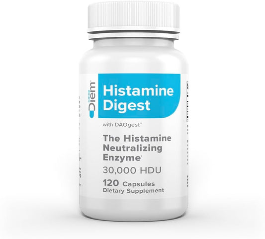 Histamine Digest DAO 30.000 HDU – 120 Cápsulas – Enzima Neutralizadora de Histamina – Alivie a Intolerância à Histamina com Diamina Oxidase - Omne Diem