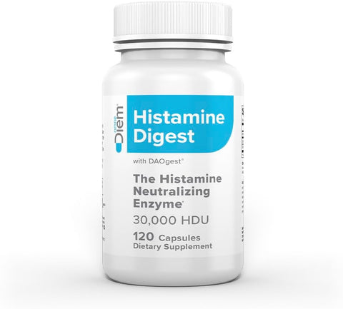 Histamine Digest DAO 30.000 HDU – 120 Cápsulas – Enzima Neutralizadora de Histamina – Alivie a Intolerância à Histamina com Diamina Oxidase - Omne Diem