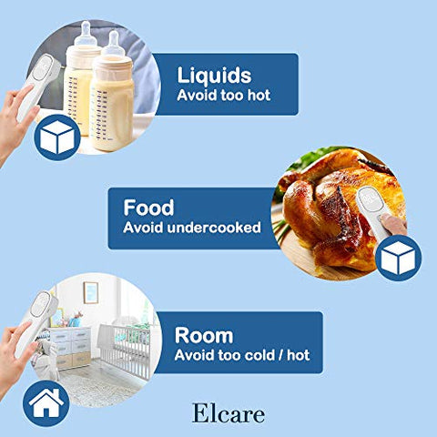 Elcare - Termômetro Infravermelho Sem Contato para Todas as Idades – Atualizado Grau Hospitalar, Modo de Temperatura Corporal e Ambiente, Display LED Grande e Suave