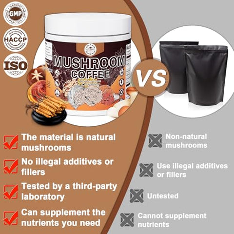 Relesvo - Café de Cogumelo Instantâneo em Pó (20 Porções) com Cordyceps, Reishi, Lion’s Mane, Shiitake, King Trumpet – Energia e Foco
