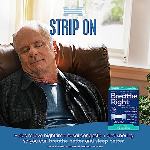 Faixa Nasal Breathe Right Extra Forte Transparente para Pele Sensível – Solução sem Medicamentos para Ronco