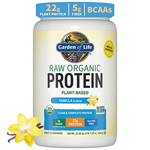 Proteína Vegana Orgânica de Baunilha 22g – Vitamina C Vitamin Code 120 Cápsulas – Pacote Promocional - Garden of Life