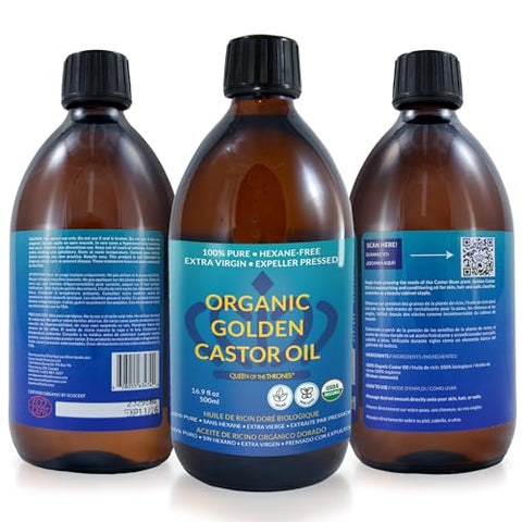 QUEEN OF THE THRONES - Óleo de Rícino Dourado Orgânico Queen of the Thrones – 500mL (16.9oz) | 100% Puro
