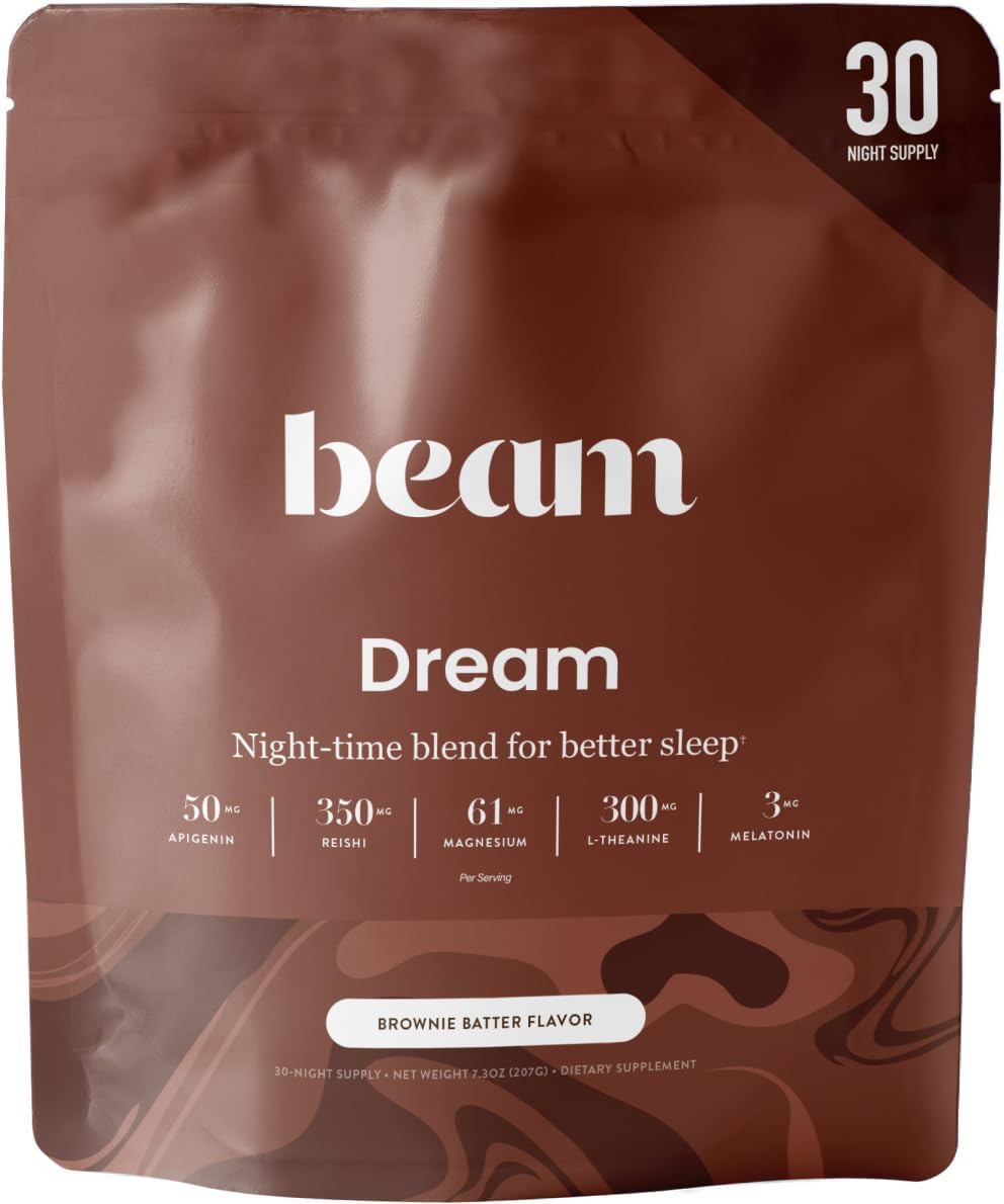 Beam - Dream Chocolate Brownie Batter Flavor | Ingredientes Naturais | L-Theanine | Magnésio | Suplemento de Suporte Calmante | Sem Glúten, Vegano, Não-OGM, Sem Açúcar Adicionado, Keto, Sem Laticínios | 100% Saboroso e Saudável