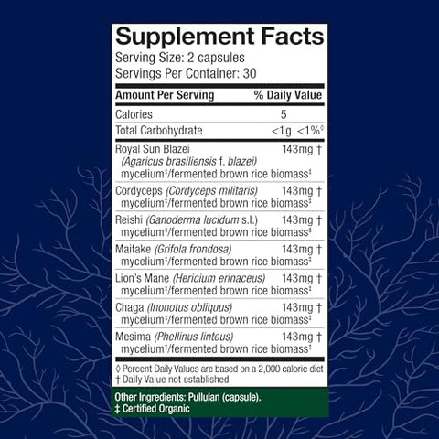 Stamets 7-7 Espécies – Suplemento de Cogumelos para Suporte Imunológico – Inclui Royal Sun Blazei, Cordyceps, Reishi, Maitake, Lion’s Mane, Chaga – 60 cápsulas - Host Defense