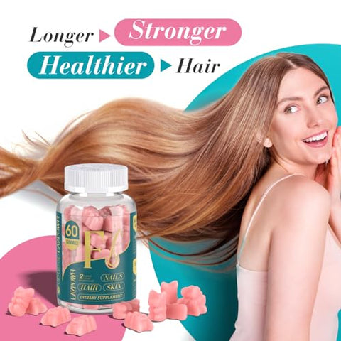 Lazpowfi - Gomas de Biotina para Cabelo, Pele e Unhas – Vitaminas para Cabelo Masculino