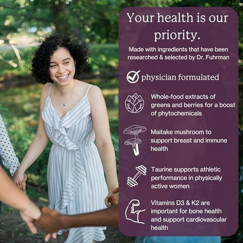 Multivitamínico Diário para Mulheres – Fórmula Vegana para Mulheres Acima de 50 Anos, 120 Cápsulas, Vitaminas Essenciais para Saúde e Bem-Estar Ótimos - Dr. Fuhrman