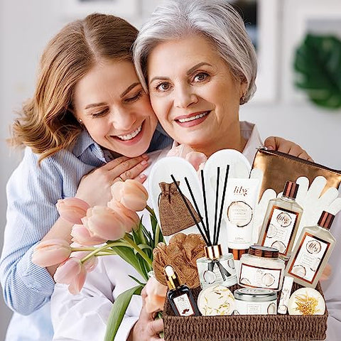 LILY ROY - Conjunto de Presente Spa de Banho 17 peças para Mulheres – Cesta de Presentes de Banho e Corpo para o Dia dos Pais e das Mães – Conjunto de Presente de Spa para Homens para o Natal – Presentes de Aniversário – Cuidados com a Pele – Banho Spa