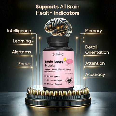 Kaitamin - Nootropic Vitamin Brain Matrix – Ginkgo Biloba, Huperzine A, Bacopa Monnieri, L-Carnitine, Phosphatidylserine – Melhora Memória e Concentração