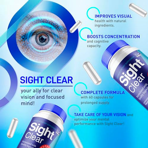 Sight Clear – 5 Pacotes de Cápsulas para Visão Saudável 20/20 – 300 Cápsulas para 150 Dias