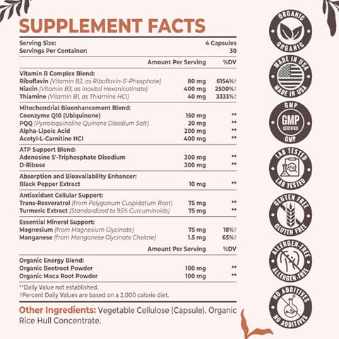 Resciency - 2326 MG Suplementos Mitochondrial com ATP, Vitaminas, CoQ10
