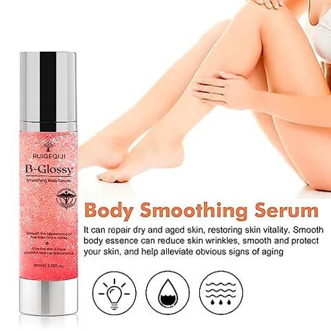 RUIGEQIJI - B Glossy Serum Corporal Suavizante para Rugas – Com Ácido Hialurônico, Vitamina E, Glicerina e Manteiga de Karité – Hidratante Nutritivo Reparador para Pele Macia e Sedosa 100ML/3.38…