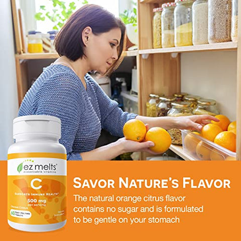 Vitamina C 500 mg, Dissolvível, Sem Açúcar, 1 Mês de Fornecimento - EZ Melts