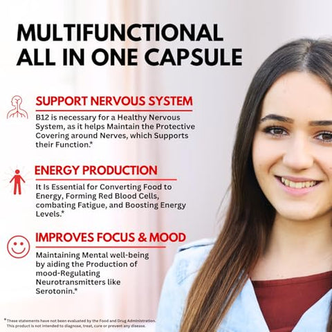 VITBOOST - B12 com Ácido Hialurônico, Colágeno e Folato – 25000 mcg Suplemento de B12 Metilcobalamina | Maximiza Absorção | Marca: Maximize