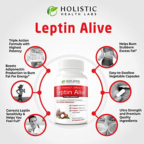 Holistic Health Labs - Maximum Leptin Weight Management for Women – Extra Strength: MeraTrim, Carnipure e Cissus Quadrangularis – Suporte Natural ao Metabolismo e Controle de Desejos. 60 Cápsulas Vegetarianas