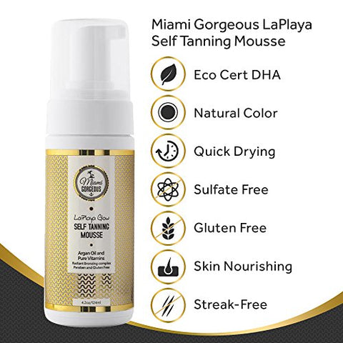 Miami Gorgeous - Mousse Autobronzeador LaPlaya Glow Instante Bronzeado Natural Ingredientes Orgânicos Garantia de Satisfação 120ml Melhor Autobronzeador Natural