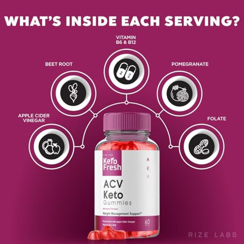 rize labs - Keto Fresh ACV Gummies – Gomas de Vinagre de Maçã para Perda de Peso Avançada, Aumenta Energia, Melhora o Sono e Previne Fadiga (60 g)