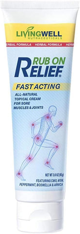 RUB ON RELIEF - Creme Natural e Rápido para Dores Musculares, Pescoço, Costas, Articulações, Joelhos e Ombros