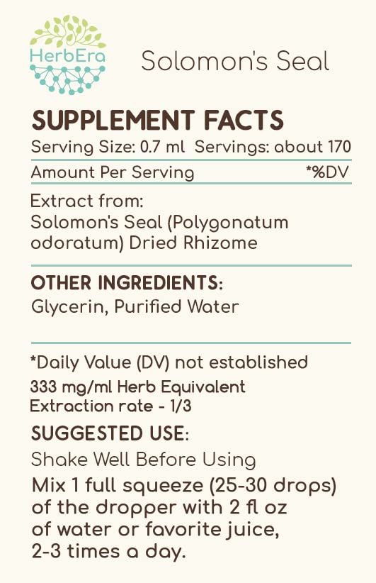 HerbEra - Solomon’s Seal B120 Extrato Herbal Sem Álcool (2 unid.) – Tintura Concentrada de Raiz Seca de Solomon’s Seal (Polygonatum odoratum) – Gotas Líquidas Naturais (2×120 ml)