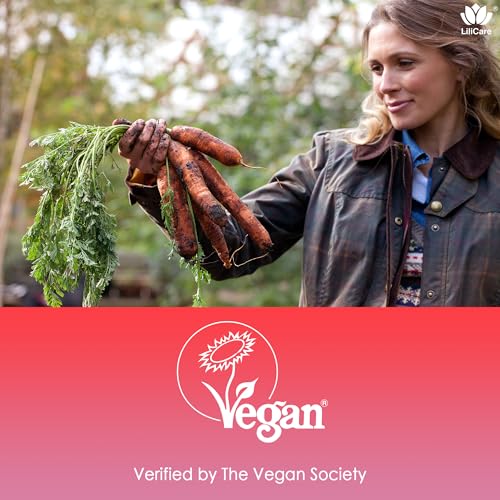 LILICARE - Suplemento Vegano de Gomas de Ferro para Mulheres com Vitamina C 100mg, Beterraba, Vitamina B12, Folate para Deficiência de Ferro, Anemia, Aumento de Energia, Ferro Suave sem Açúcar, Não Causa Constipação
