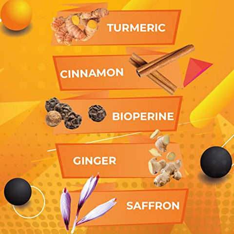 Curcumina de Açafrão com Bioperina, Canela e Gengibre – Alta Potência, Livre de Transgênicos e Glúten – Fabricado nos EUA - GOLDEN SAFFRON