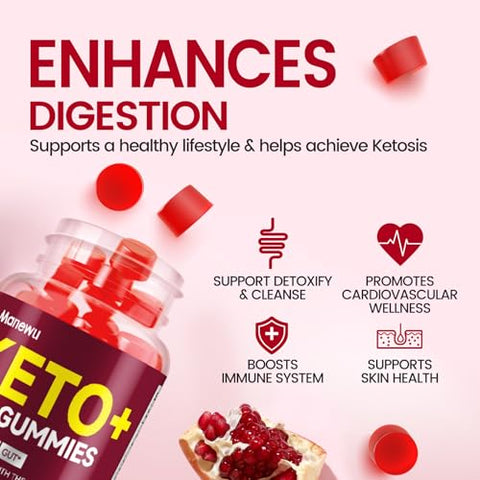 Manewu - Advanced Keto ACV Gummies – 1500mg Vinagre de Maçã com Mãe, Vitaminas B6 B12 – Natural, Orgânico, Vegano, Sem Glúten – Suplemento ACV Keto para Metabolismo, Desintoxicação