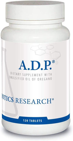 A.D.P. – Óleo de Orégano, Fórmula Patenteada, Tecnologia de Micro-Emulsão, Liberação Sustentada para Alta Absorção, Saúde do Trato Gastrointestinal. 120 Comprimidos - Biotics Research