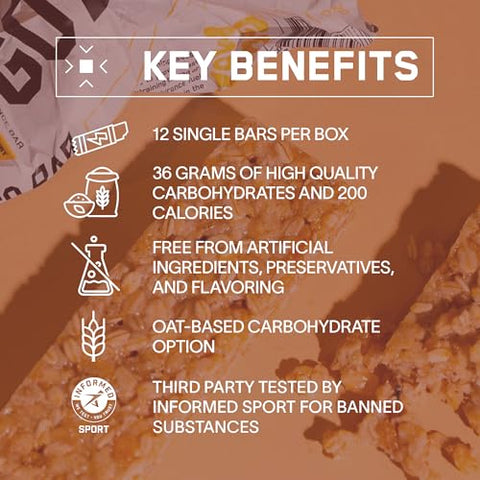 BARE PERFORMANCE NUTRITION - Bare Performance Nutrition BPN Go Bar – Barra de Treinamento de Resistência à Base de Aveia, 36g de Carboidratos e 200 Calorias por Barra, 12 Barras por Caixa, Original Aveia