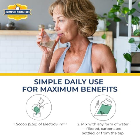 ElectroSlim – Pó Hidratante de Eletrólitos sem Açúcar com Eletrólitos Essenciais – Fórmula sem Açúcar para Equilíbrio Energético Diário – Sabor Limão-Lima - Simple Promise