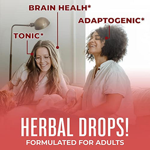 Suplemento Herbal para Função Cerebral | Energia | Memória | Vitalidade USDA | Ginseng com Ashwagandha | Eleuthero e Extrato de Raiz de Maca | 30 ml - MaryRuth Organics
