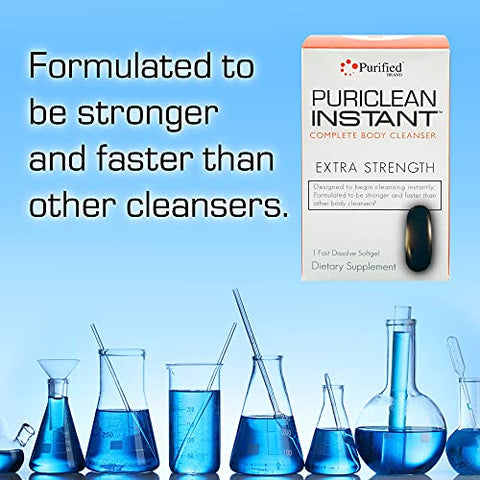 Puriclean Instant Complete Body Cleanser – Softgel Herbal Cleanse Detox Extra Forte – 1 Cápsula Rápida – 1 Hora de Desintoxicação – Embalagem com 2 Unidades - Wellgenix