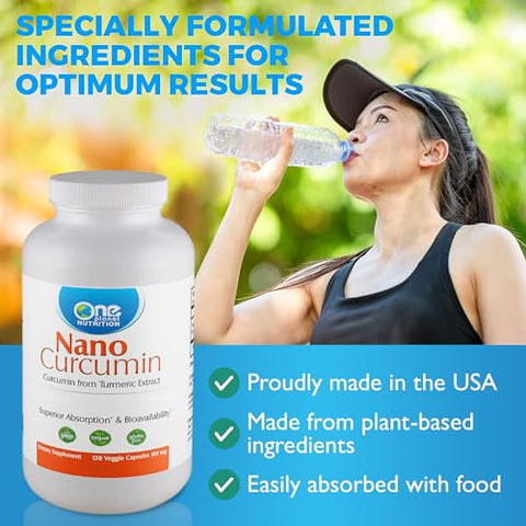 One Planet Nutrition - Nano Curcumin 100 mg Cápsulas Vegetais (120 Porções), Extrato de Cúrcuma, Nano para Alta Absorção, Suporte Anti-Inflamatório