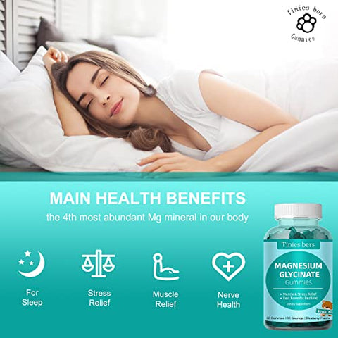 Tinies bers - Magnésio Glicinato Gomas 500mg, Sem Açúcar para Adultos : Primeiro