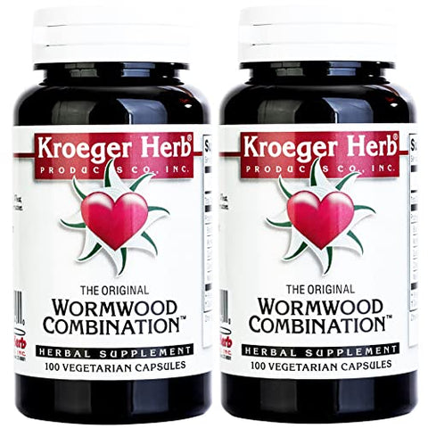 Kroeger Herb Products - Kroeger Herb Wormwood Combination – 700mg – Cápsulas Vegetarianas – 100 Caps | Pacote de (2) | Poderosa Combinação com Artemísia, Nozes Pretas, Quássia, Cravos e